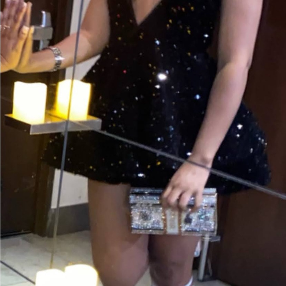 Yasmine Black Sequin Mini Dress